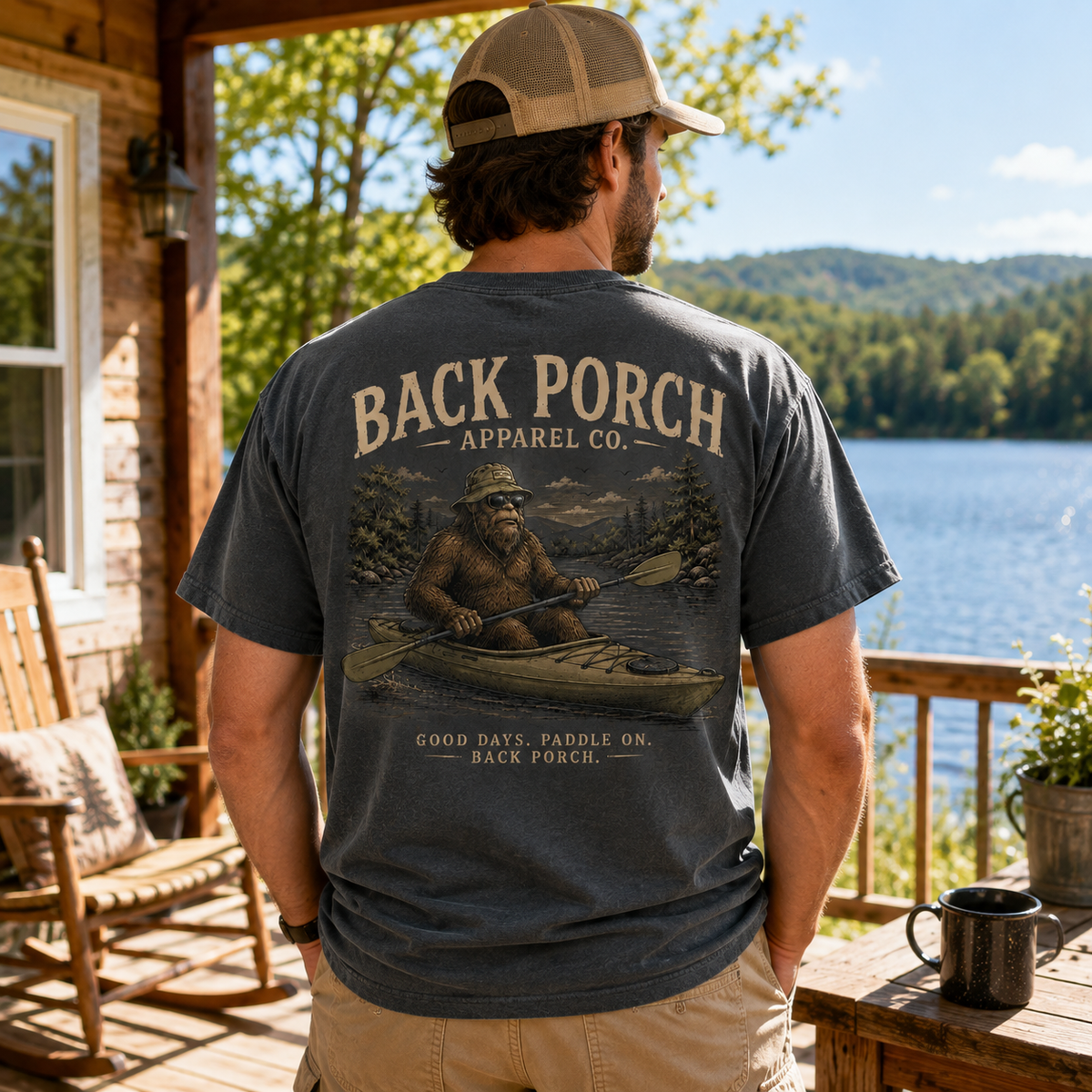 Bigfoot Kayaking Adventure Comfort Colors Graphic Tee