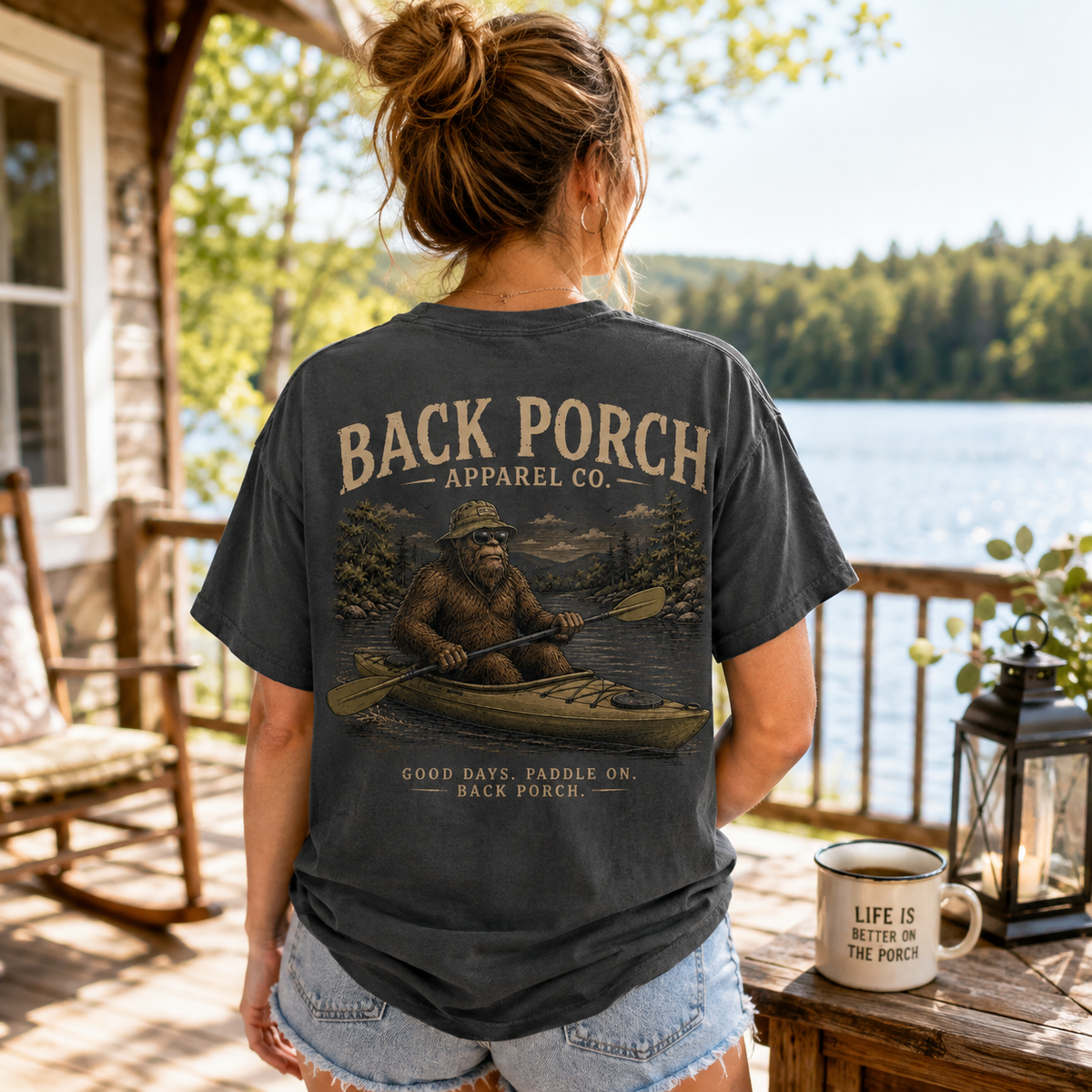 Bigfoot Kayaking Adventure Comfort Colors Graphic Tee