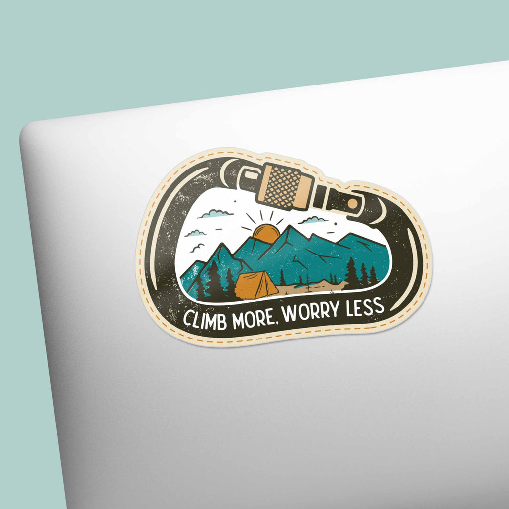 Climb More Worry Less Sticker - Cute Outdoors Decal