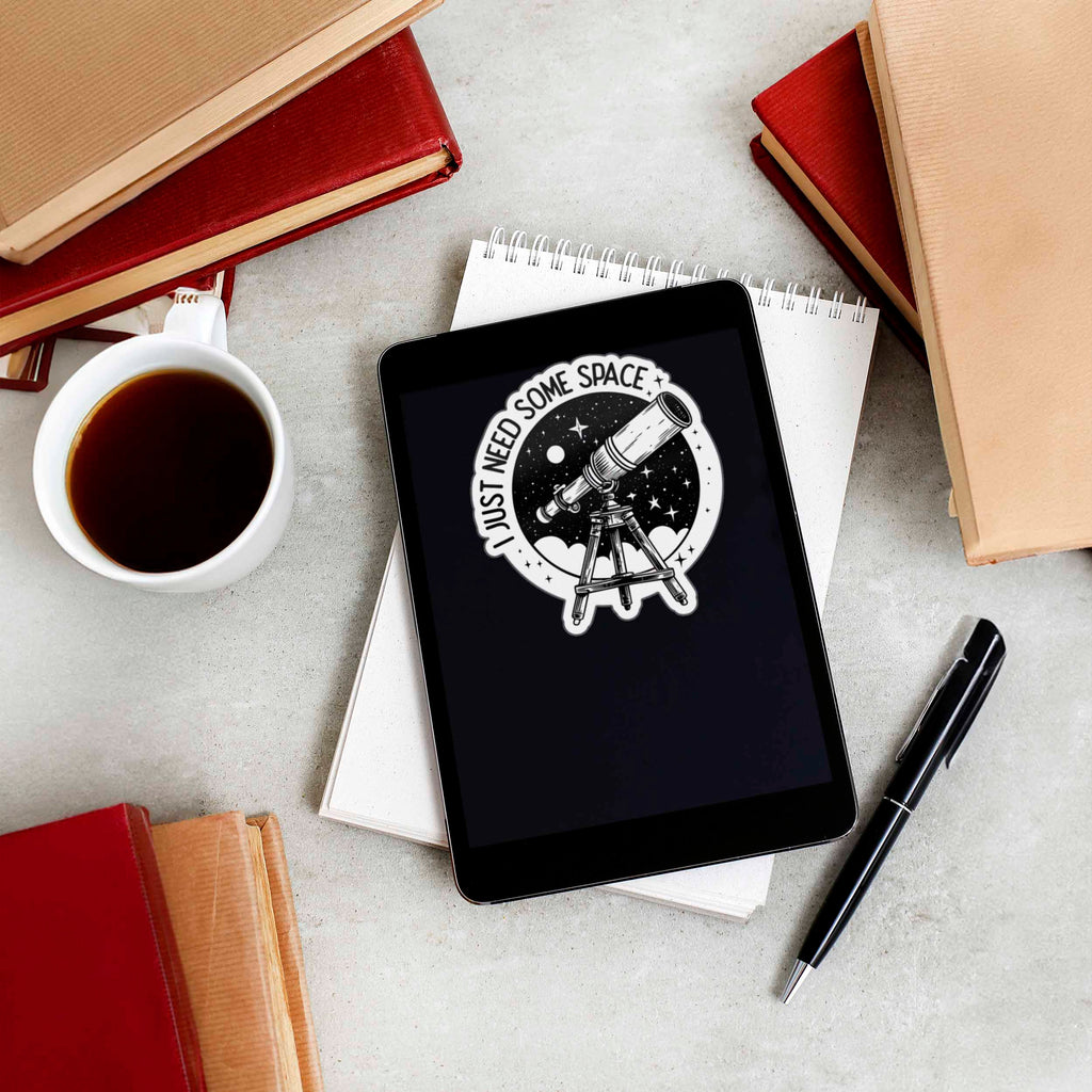 I Just Need Some Space Telescope Sticker - Cute Outdoors Decal