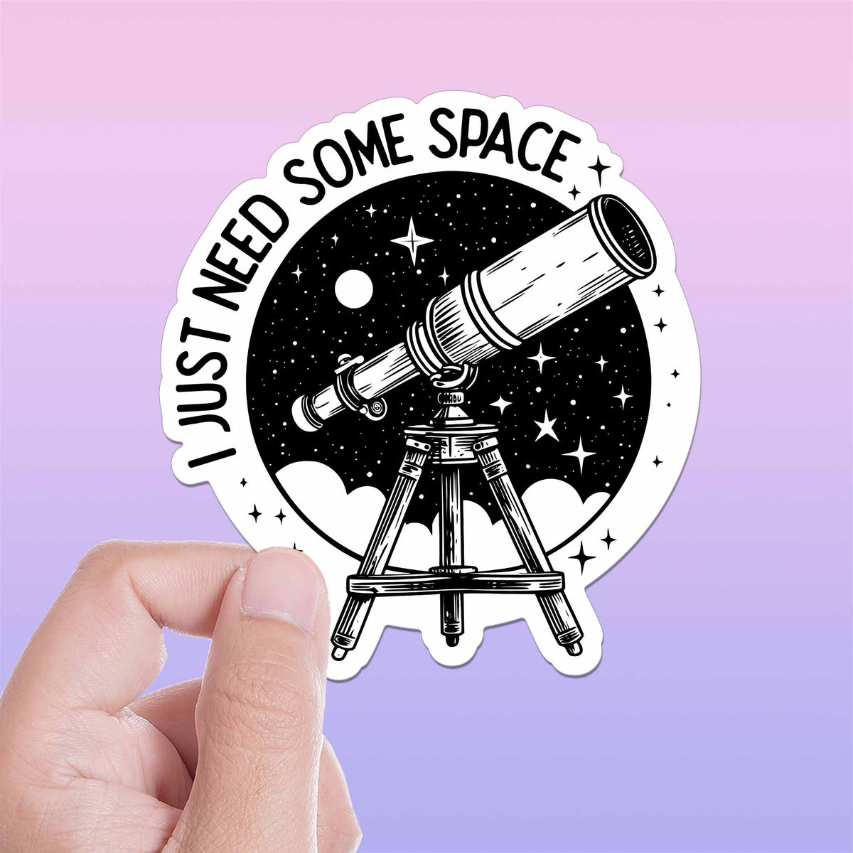 I Just Need Some Space Telescope Sticker - Cute Outdoors Decal