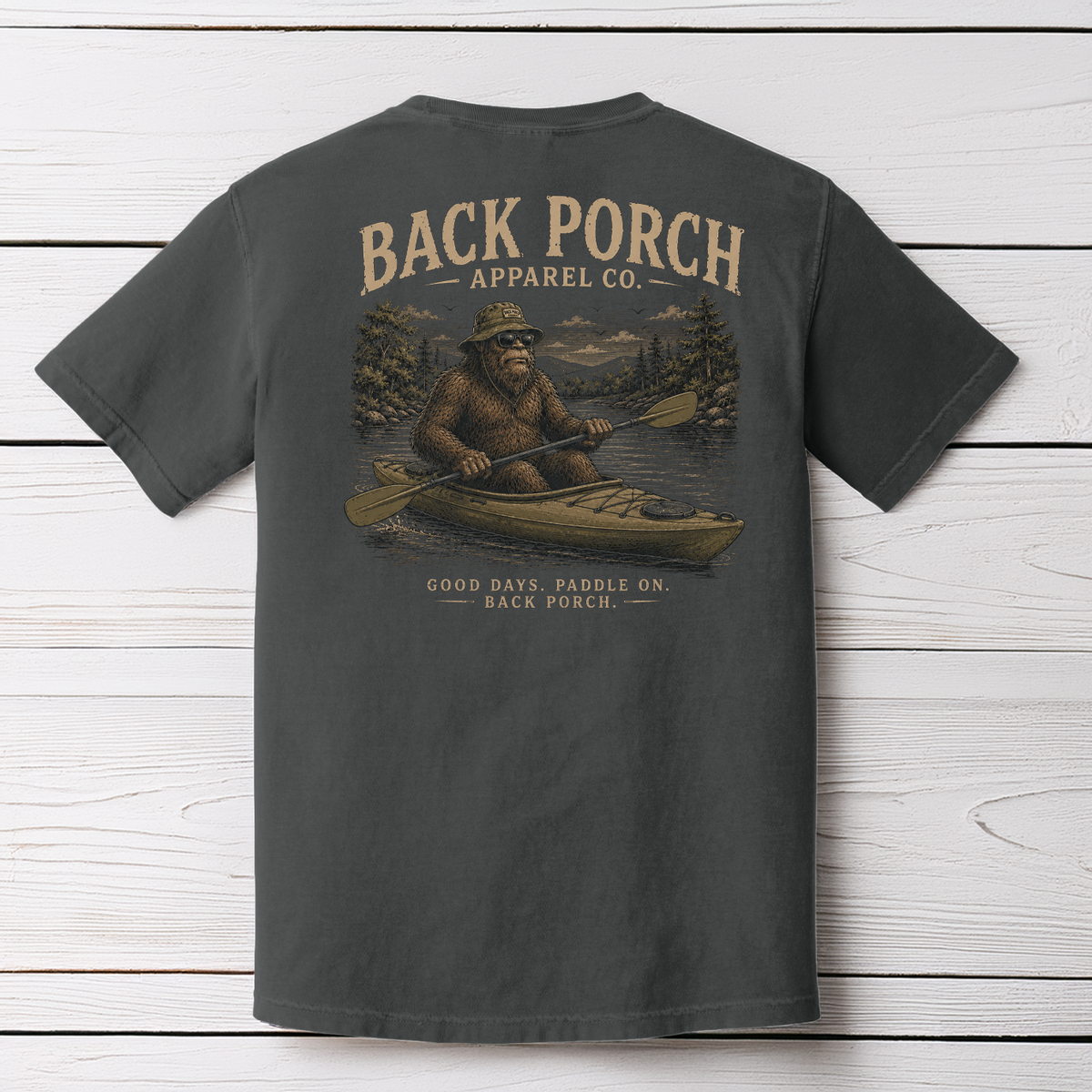 Bigfoot Kayaking Adventure Comfort Colors Graphic Tee