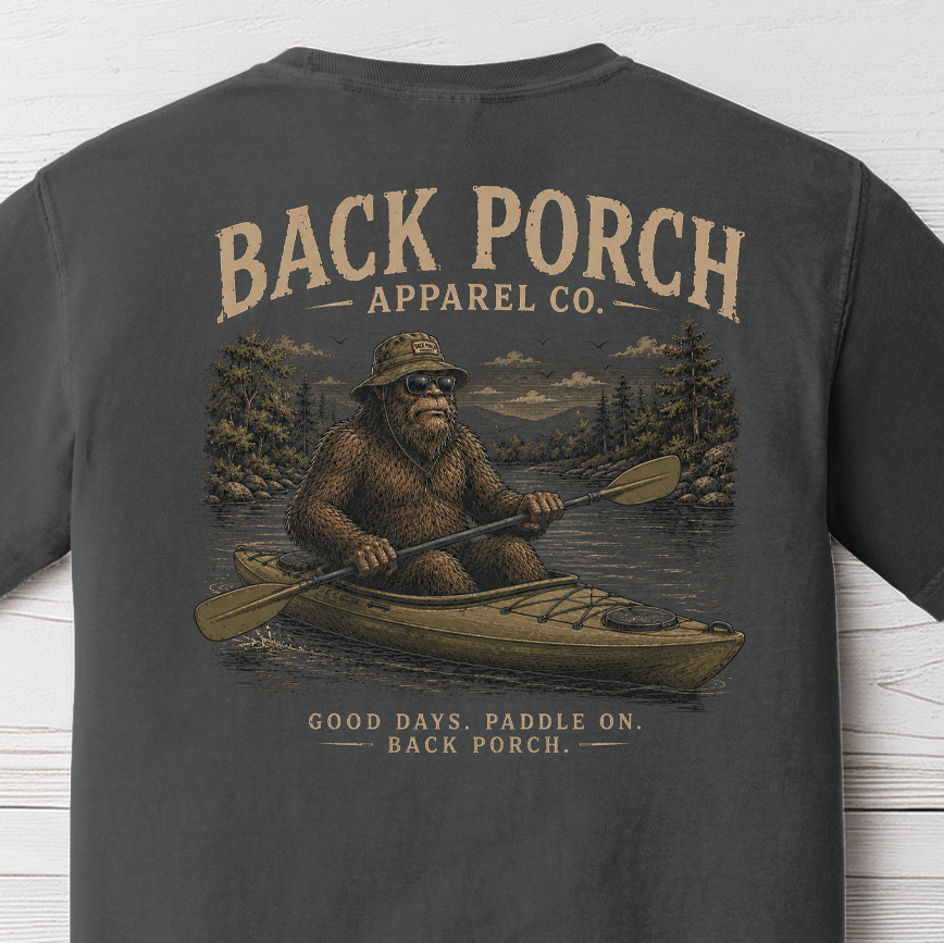 Bigfoot Kayaking Adventure Comfort Colors Graphic Tee