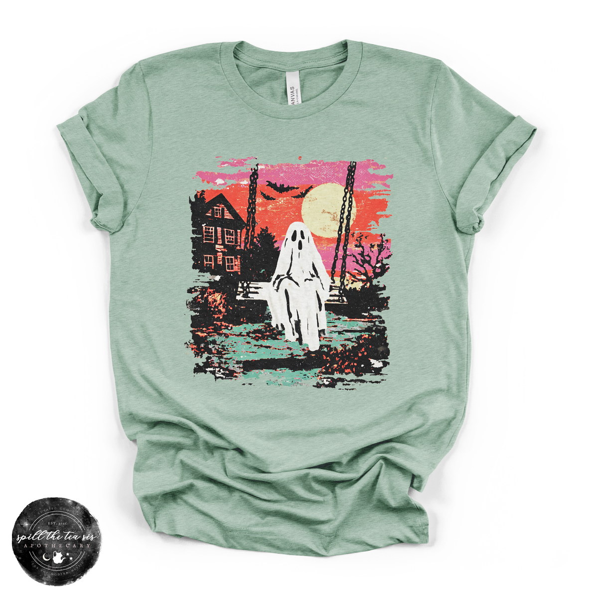 Ghost Sunset Tee | Retro Halloween Ghost Graphic T-Shirt