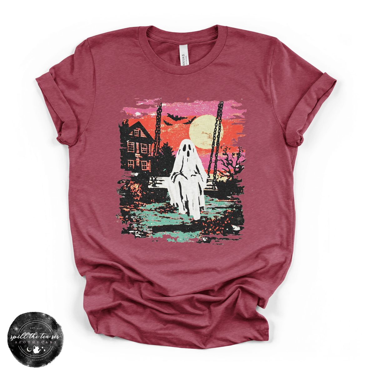 Ghost Sunset Tee | Retro Halloween Ghost Graphic T-Shirt
