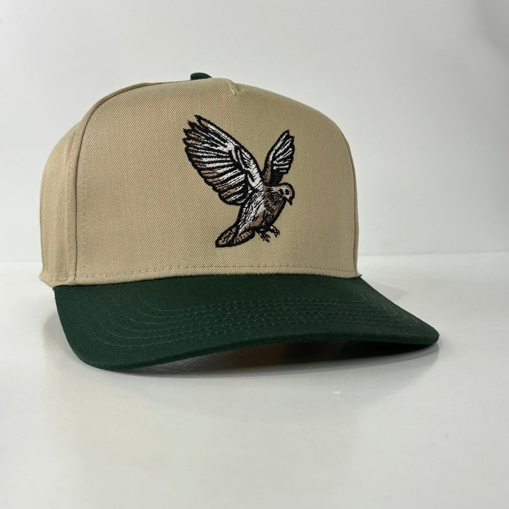 DOVE Hunting  Khaki Brim Green Crown Adjustable SnapBack Ball Cap Outdoors Hat Custom Embroidered