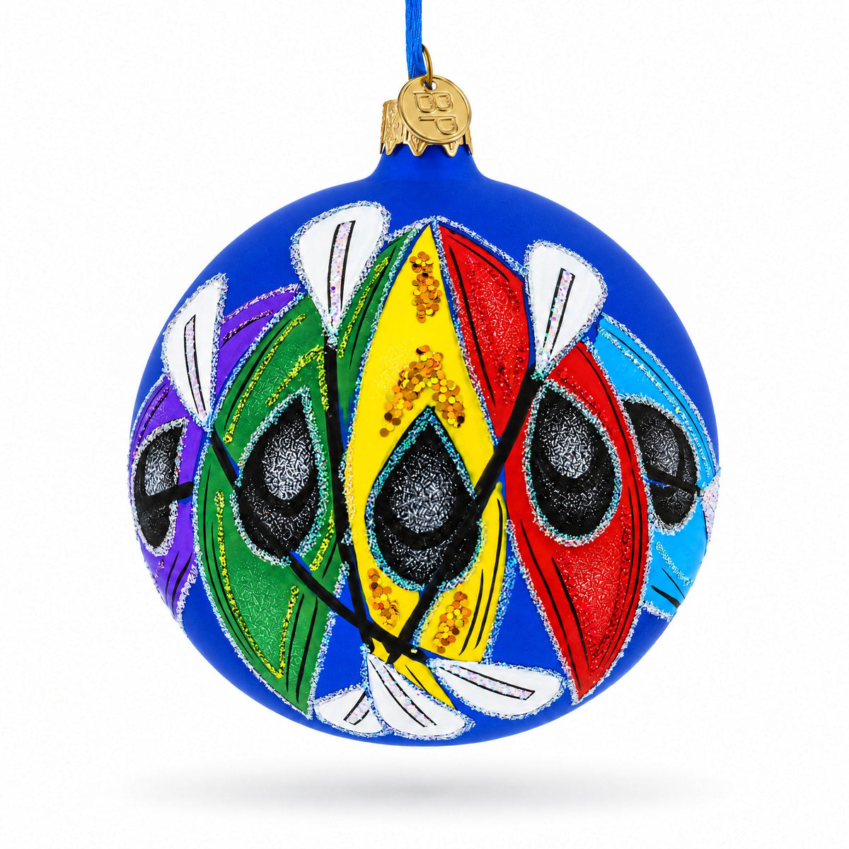 Colorful Kayaks Glass Ball Christmas Ornament 4 Inches