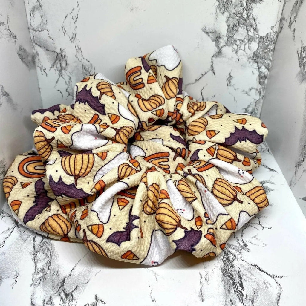 Ghost and Bat Bullet Halloween Scrunchie