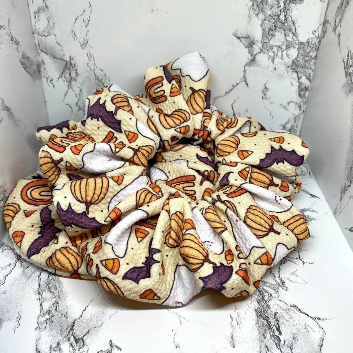 Ghost and Bat Bullet Halloween Scrunchie